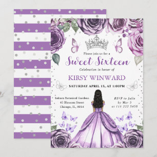 Invitation Robe Violette Peau Noire Princesse Douce 16