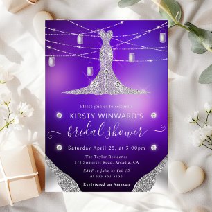 Invitation Robes de diamants et bocaux Mason Glam Shower de m