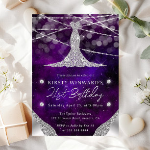 Invitation Robes de diamants et guirlandes lumineuses 21e ann