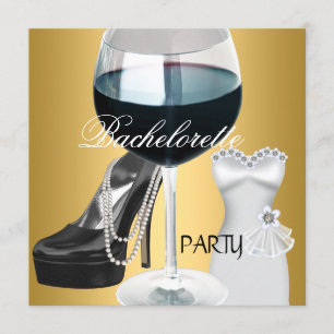 Invitation Robes de fête de fiançailles or noir et blanc vin