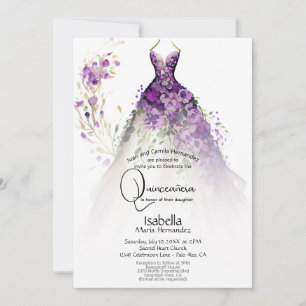 Invitation Robes de Quinceañera   Fleurs violettes 