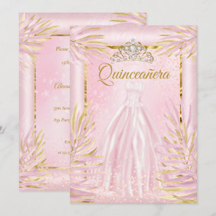 Invitation Robes de Tiare Rose Pâle pour Quinceañera Fête d'A