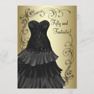 Invitation Robes Noires Fête d'anniversaire 50 ans pour femme