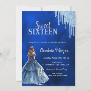 Invitation Robes Paillettes Gouttes Verre Bleu Douce 16