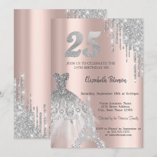 Invitation Robes Tour Eiffel, gouttes de paillettes sympas 25