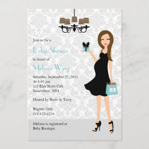 Invitation Robin Oeuf Blue Leopard Baby shower de maman encei