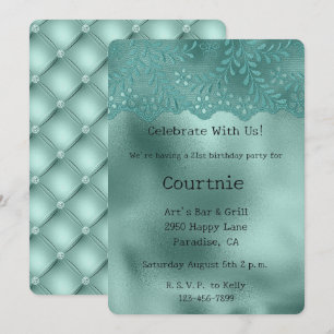 Invitation Robin Oeuf Dentelle verte et diamants Anniversaire