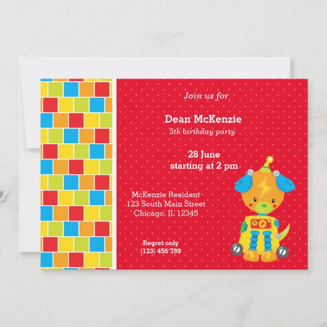 Invitation Robot * choisir la couleur de l'arrière - plan (Devant)