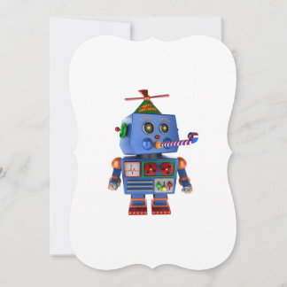 Invitation Robot de fête d'anniversaire bleu