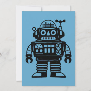 Invitation Robot Inspiré du Milieu du Siècle Rétro