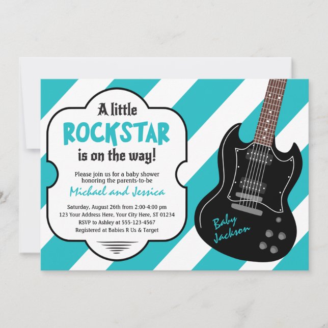 Invitation Roche de l'invitation | de baby shower de Rockstar (Devant)