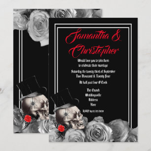 Invitation Roche gothique ou mariage noir motard