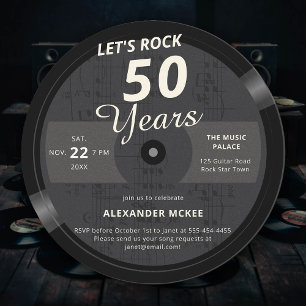 Invitation Rock 60 ans musique Vintage LP 60e anniversaire