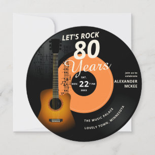 Invitation Rock 80 ans Guitare Vintage record Anniversaire