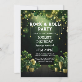Invitation Rock and Roll St Patrick Party trèfle et or