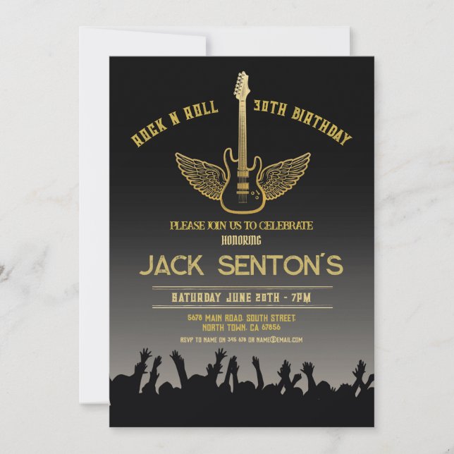 Invitation Rock Birthday Party Festival Guitar Music Invitati (Devant)
