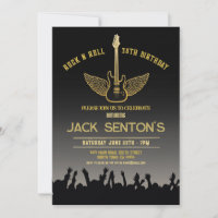Rock Birthday Party Festival Guitar Music Invitati