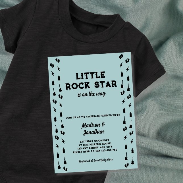 Invitation Rock N Roll Guitare Baby Boy Shower Rock Star (Rock N Roll Guitar Baby Boy Shower Rock Star Invitation)