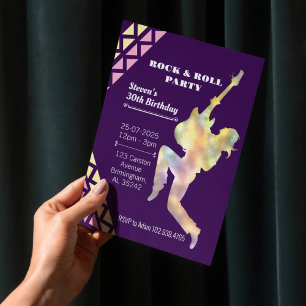 Invitation Rock & Roll Anniversaire Fête Invitation, Neon Des