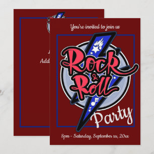 Invitation Rock & Roll Fête Rouge Éclair