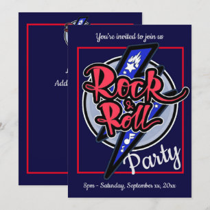 Invitation Rock & Roll Lightning Blue Party