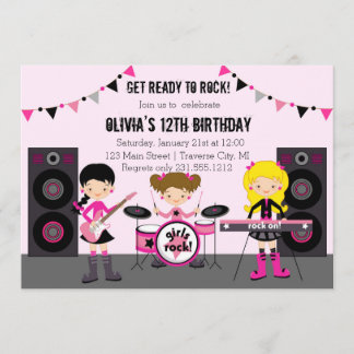 Invitation Rock Star Girl Band