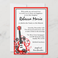 Rock Star Guitare Bat mitzvah rouge et noir