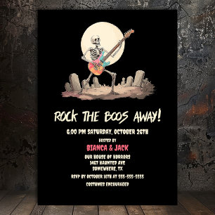 Invitation Rock the Boos Away Skeleton Halloween Party