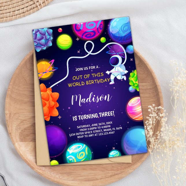 Invitation Rocket & Planètes Jeux pour enfants Thème (Outer Space Galaxy Invitations)