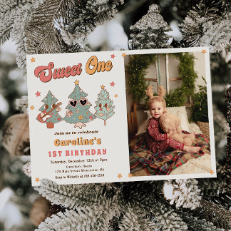 Invitation Rockin' Christmas Tree Hippie Photo Anniversaire