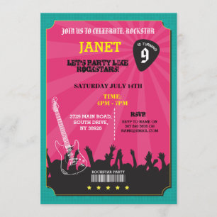 Invitation Rockstar Rock Music Gig Onglet de guitare Party In