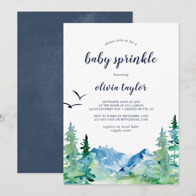 Invitation Rocky Mountain Baby Sprinkle (Devant / Derrière)