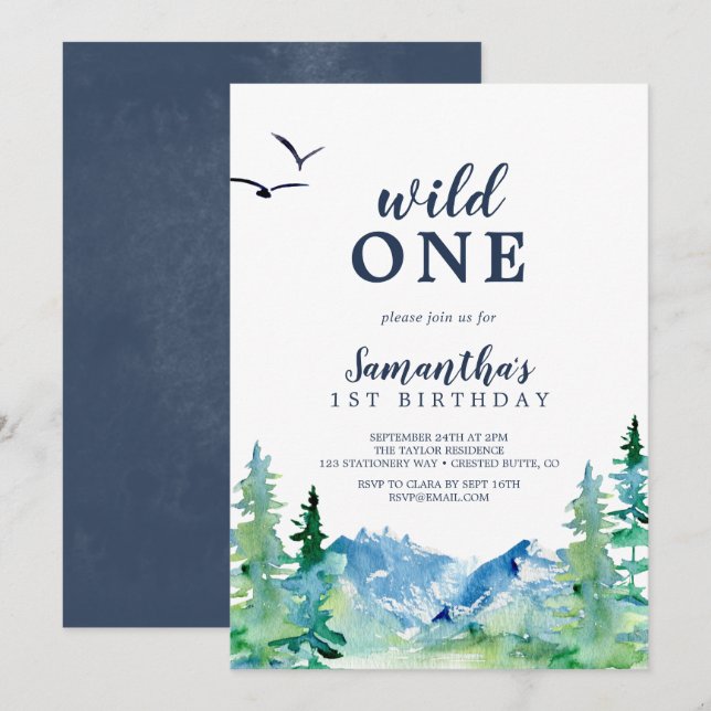 Invitation Rocky Mountain Wild Un premier anniversaire (Devant / Derrière)