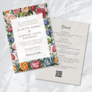 Invitation Rococo Baroque Floral tout en un Mariage