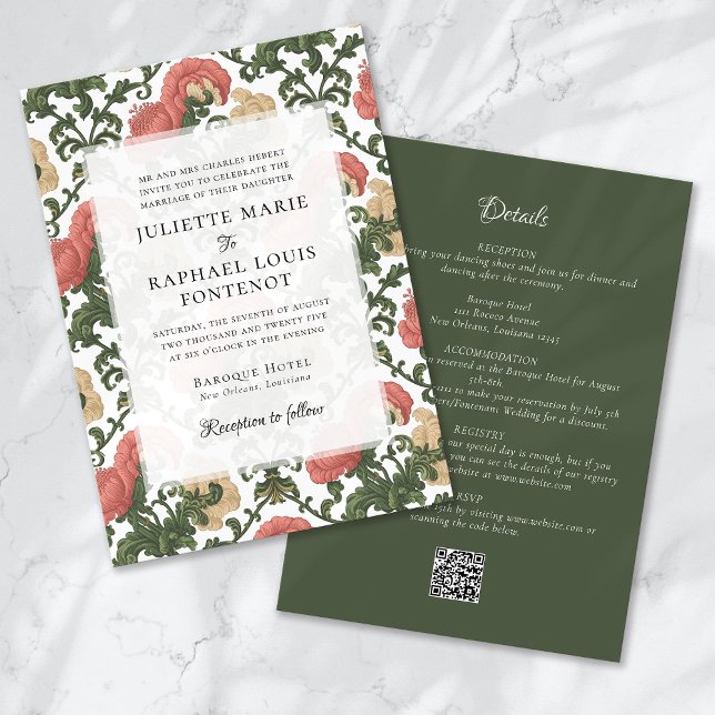 Invitation Rococo Baroque Floral tout en un Mariage (Créateur téléchargé)