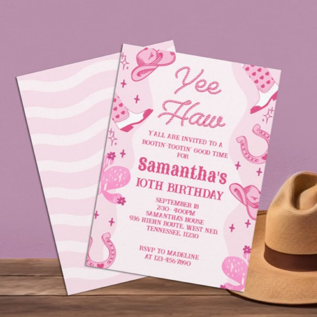 Invitation Rodéo Rodéo Cowgirl rose Anniversaire (Créateur téléchargé)