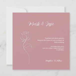 Invitation ROE rose et blanc Mariage simple