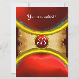 Invitation ROGNES MAGIQUES, Gem de parchemin MONOGRAM rouge