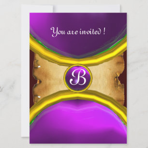 Invitation ROGNES MAGIQUES, Gem parchemin MONOGRAM violet