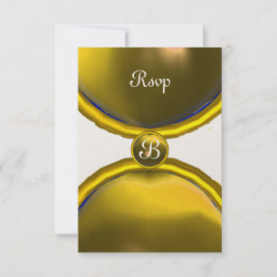 Invitation ROGNES MAGIQUES, MONOGRAM rsvp gem champagne jaune