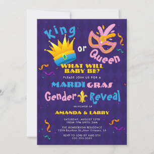 Invitation Roi ou Reine Révélation du sexe du carnaval