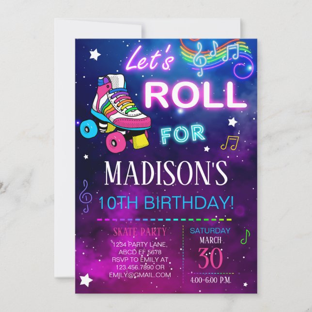 Invitation Roll Girl Patinage Anniversaire (Devant)