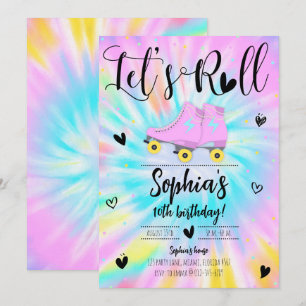 Invitation Roll Girl Tie Dye fête d'anniversaire