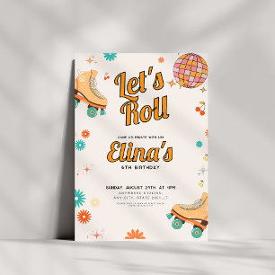 Invitation Roller Rink Anniversaire Rétro