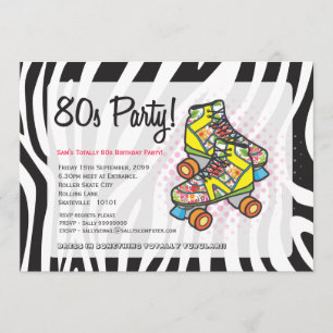 Invitation Roller Skates, fête d'anniversaire des années 80