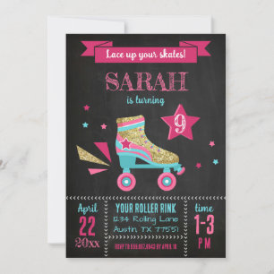 Invitation Rollerskate Party Roller Skates Anniversaire