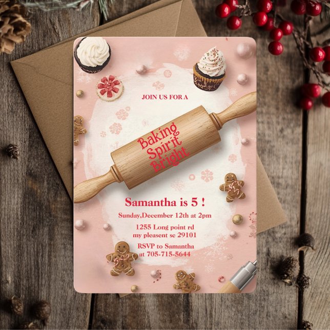 Invitation Rolling Pin Baking Spirit Bright Birthday (Créateur téléchargé)