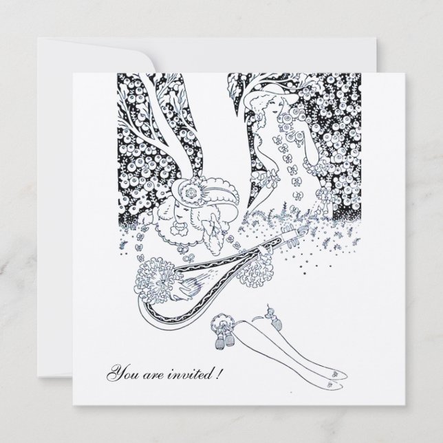 INVITATION ROMANCE, AMANTS ROMANTIQUES MARIAGE PARTY NOIR BLA (Devant)