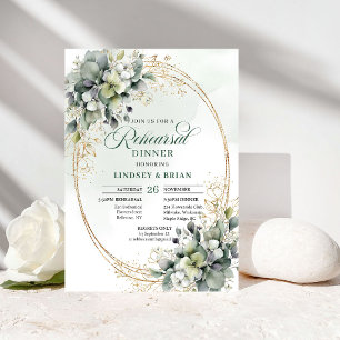 Invitation Romance Bohème Dîner de Répétition de Mariage Verd
