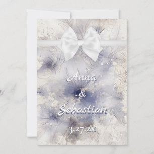 Invitation *~ Romance Bow AR26 Flower QR RSVP Mariage